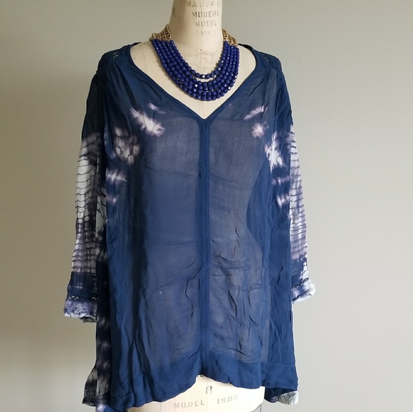FREE PEOPLE Oversized tie and dyed sheer chiffon top - Picture 6 of 13
